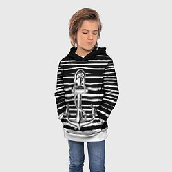 Толстовка-худи детская ЧЕРНАЯ ТЕЛЬНЯШКА С ЯКОРЕМ ВМФ, цвет: 3D-белый — фото 2