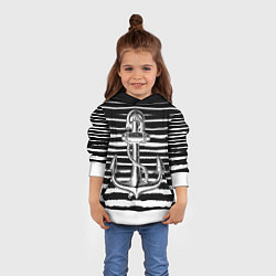 Толстовка-худи детская ЧЕРНАЯ ТЕЛЬНЯШКА С ЯКОРЕМ ВМФ, цвет: 3D-белый — фото 2