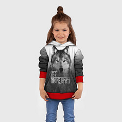Толстовка-худи детская ЛЕС МОЙ ХРАМ ВОЛК, цвет: 3D-красный — фото 2