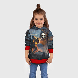 Толстовка-худи детская Battletech warrior, цвет: 3D-красный — фото 2