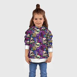 Толстовка-худи детская Психоделика - черепа и грибы, цвет: 3D-белый — фото 2
