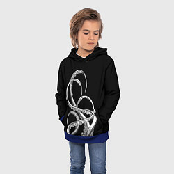 Толстовка-худи детская Octopus Black and White, цвет: 3D-синий — фото 2