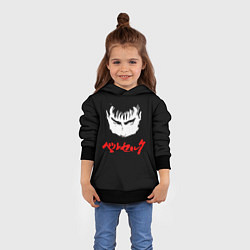 Толстовка-худи детская Берсерк красная надпись, цвет: 3D-черный — фото 2