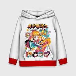 Толстовка-худи детская Sailor Meow, цвет: 3D-красный