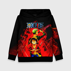 Детская толстовка Зоро и Луффи в огне One Piece