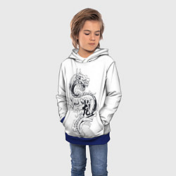 Толстовка-худи детская Китайский дракон на белом фоне, цвет: 3D-синий — фото 2