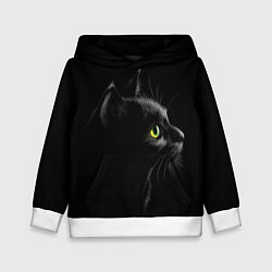 Толстовка-худи детская Черный кот, цвет: 3D-белый