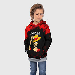 Толстовка-худи детская Луффи One Piece Большой куш, цвет: 3D-меланж — фото 2