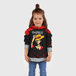 Толстовка-худи детская Луффи One Piece Большой куш, цвет: 3D-меланж — фото 2