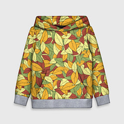 Толстовка-худи детская Яркие осенние листья, цвет: 3D-меланж