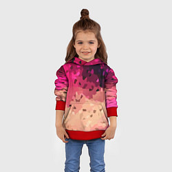 Толстовка-худи детская Бежево-малиновый абстрактный, цвет: 3D-красный — фото 2