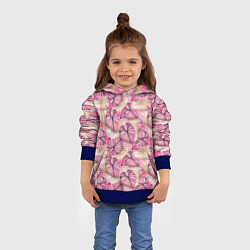 Толстовка-худи детская Розовый тропический узор, цвет: 3D-синий — фото 2