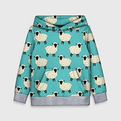 Детская толстовка Овечки паттерн на бирюзовом