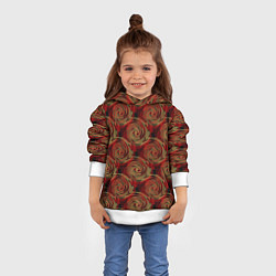 Толстовка-худи детская Красно-оливковый ретро, цвет: 3D-белый — фото 2