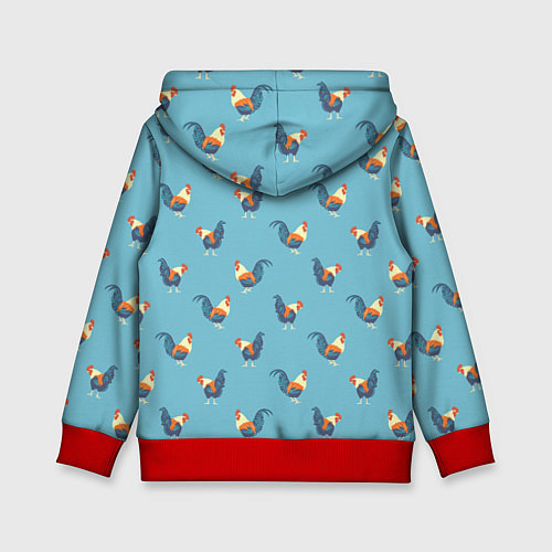 Детская толстовка Петушки паттерн / 3D-Красный – фото 2