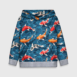 Толстовка-худи детская Японские карпы кои, цвет: 3D-меланж