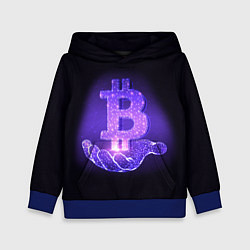 Толстовка-худи детская BITCOIN IN HAND БИТКОИН, цвет: 3D-синий