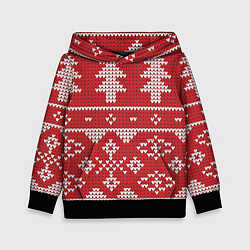 Толстовка-худи детская Вязаный рисунок, цвет: 3D-черный