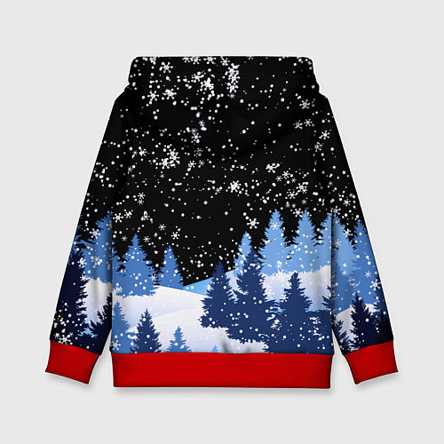 Детская толстовка Снежная ночь в зимнем лесу / 3D-Красный – фото 2