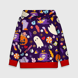 Толстовка-худи детская HALLOWEEN BTS BT21 PATTERN БТ21 БТС ХЕЛЛОУИН, цвет: 3D-красный