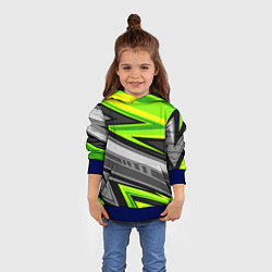 Толстовка-худи детская Зеленые линии, цвет: 3D-синий — фото 2