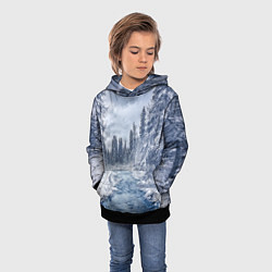 Толстовка-худи детская СНЕЖНЫЙ ПЕЙЗАЖ, цвет: 3D-черный — фото 2