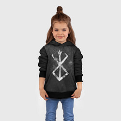 Толстовка-худи детская BERSERK LOGO GRUNGE, цвет: 3D-черный — фото 2