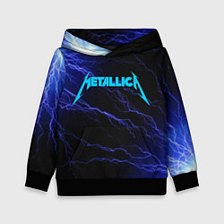 Толстовка-худи детская METALLICA BLUE FLASH МЕТАЛЛИКА СИНИЕ МОЛНИИ, цвет: 3D-черный