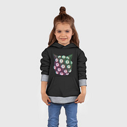 Толстовка-худи детская Космический Кот Монстр, цвет: 3D-меланж — фото 2