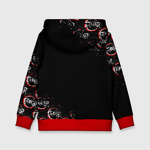 Детская толстовка КЛИНОК РАССЕКАЮЩИЙ ДЕМОНОВ БРЫЗГИ КРАСОК / 3D-Красный – фото 2