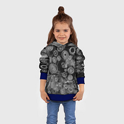 Толстовка-худи детская Механизм и дым, стимпанк, цвет: 3D-синий — фото 2