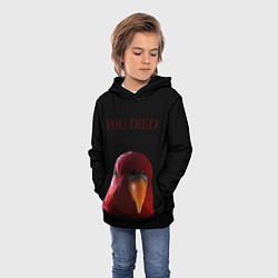 Толстовка-худи детская Красный попугай Red parrot, цвет: 3D-черный — фото 2