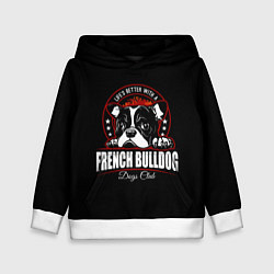 Толстовка-худи детская Французский Бульдог French Bulldog, цвет: 3D-белый