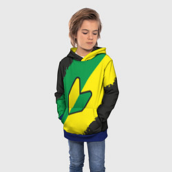 Толстовка-худи детская JDM GREEN YELLOW LOGO, цвет: 3D-синий — фото 2