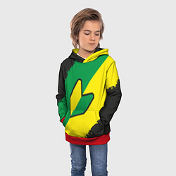 Толстовка-худи детская JDM GREEN YELLOW LOGO, цвет: 3D-красный — фото 2