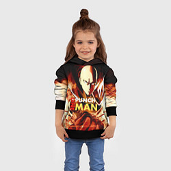 Толстовка-худи детская Огненный Сайтама One Punch-Man, цвет: 3D-черный — фото 2