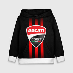 Толстовка-худи детская DUCATI CARBON LOGO ITALY CONCERN, цвет: 3D-белый