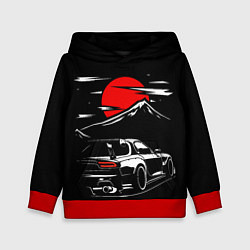 Толстовка-худи детская MAZDA RX 7 Мазда при свете красной луны, цвет: 3D-красный