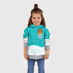 Толстовка-худи детская Маленький тигренок в кармане, цвет: 3D-меланж — фото 2