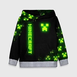 Толстовка-худи детская MINECRAFT NEON LOGO CREEPER, цвет: 3D-меланж