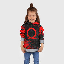 Толстовка-худи детская GOD OF WAR LOGO RED, БРЫЗГИ КРАСОК, цвет: 3D-меланж — фото 2