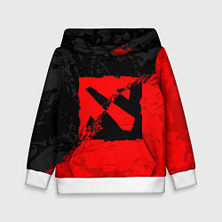 Детская толстовка DOTA 2 RED BLACK LOGO, БРЫЗГИ КРАСОК