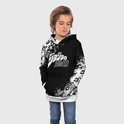 Толстовка-худи детская JOJOS BIZARRE ADVENTURE БРЫЗГИ КРАСОК СИМВОЛЫ, цвет: 3D-белый — фото 2
