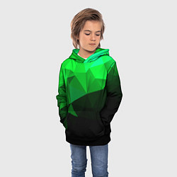 Толстовка-худи детская Изумрудный Зеленый Геометрия, цвет: 3D-черный — фото 2