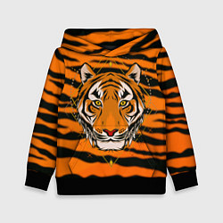 Толстовка-худи детская Тигр настоящий хищник, цвет: 3D-черный