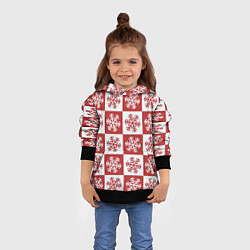 Толстовка-худи детская Шахматные Снежинки, цвет: 3D-черный — фото 2