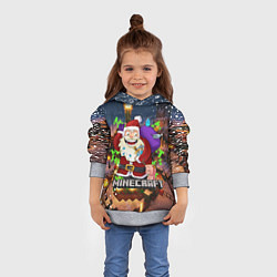 Толстовка-худи детская НОВОГОДНЯЯ ЁЛКА В МАЙНКРАФТ SANTA CLAUS, цвет: 3D-меланж — фото 2