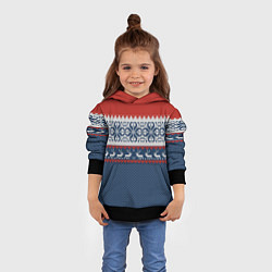 Толстовка-худи детская НОВОГОДНИЙ УЗОР С ОЛЕНЯМИ, цвет: 3D-черный — фото 2