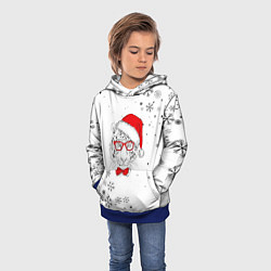 Толстовка-худи детская Новогодний тигр летящие снежинки, цвет: 3D-синий — фото 2
