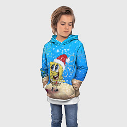 Толстовка-худи детская НОВОГОДНИЙ ГУБКА БОБ КВАДРАТНЫЕ ШТАНЫ, цвет: 3D-белый — фото 2